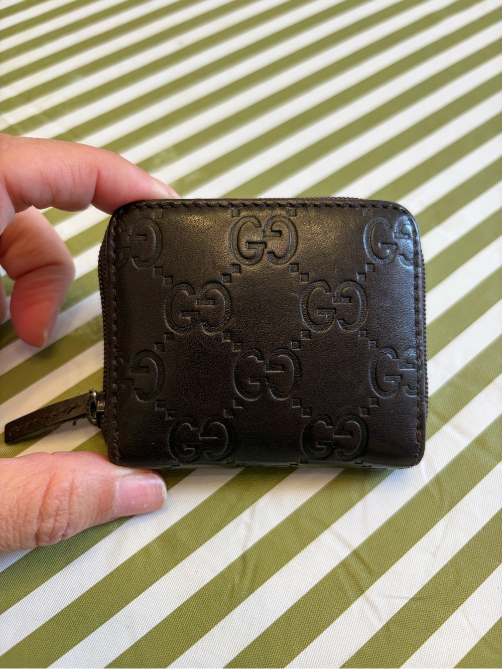 Gucci Black Embossed GG Leather Zip Pouch